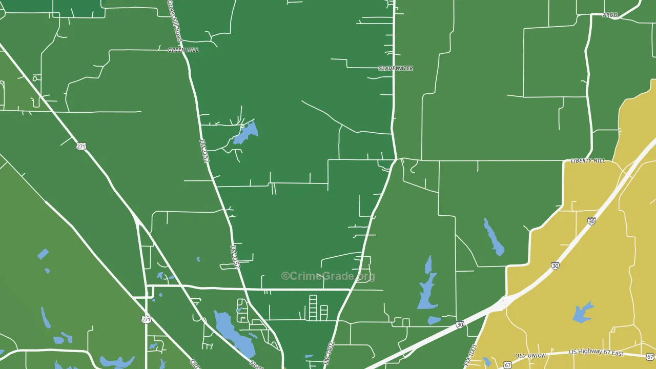 Macon, TX Map of Vehicle Theft Rates