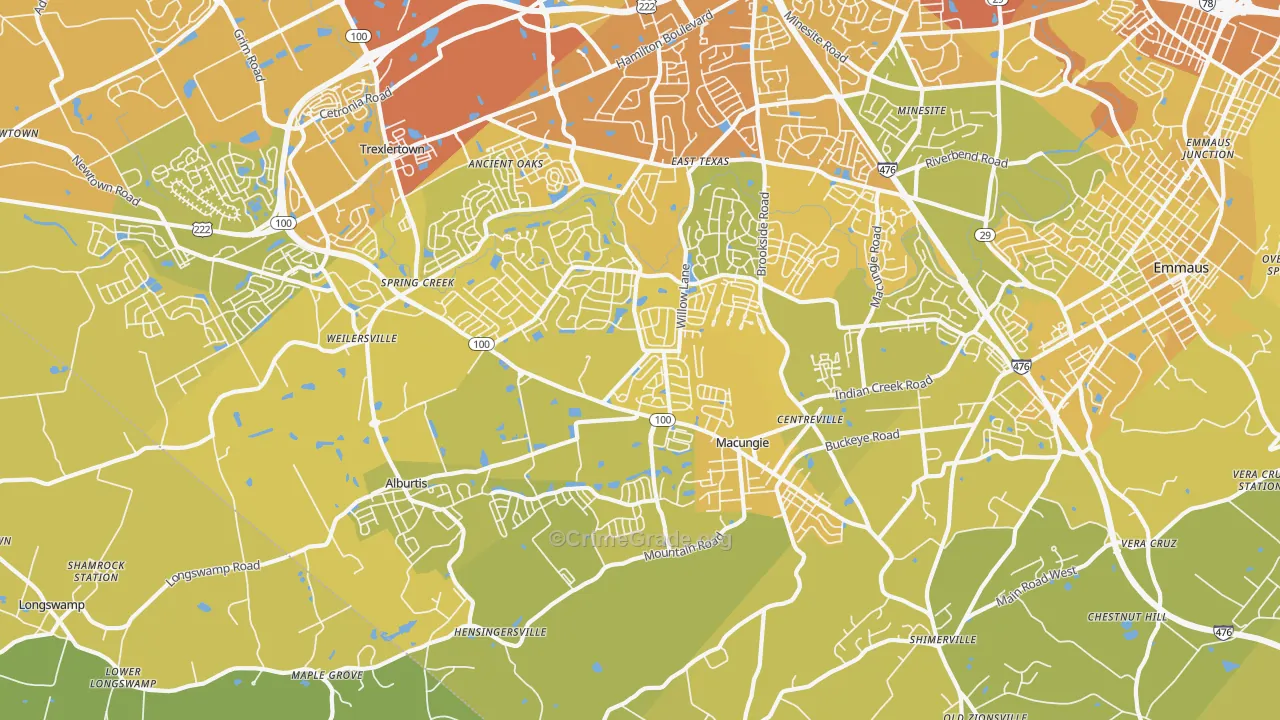Macungie, PA Map of Vehicle Theft Rates