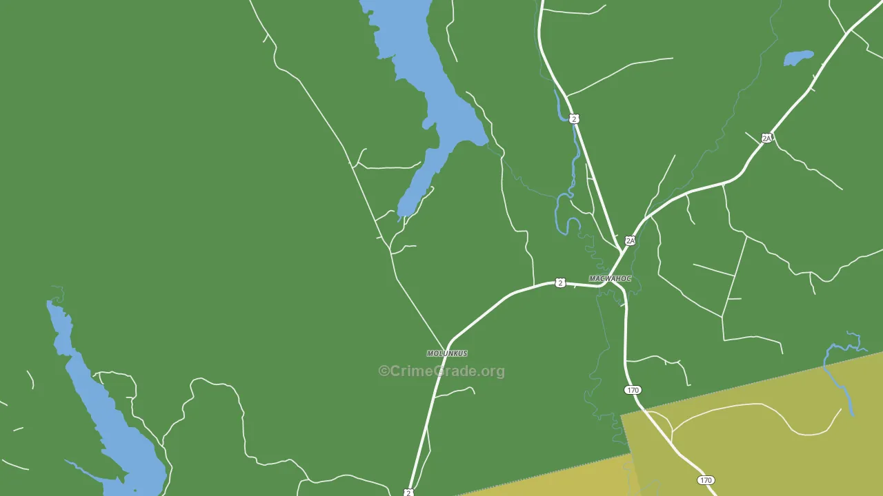 Macwahoc, ME Map of Vehicle Theft Rates