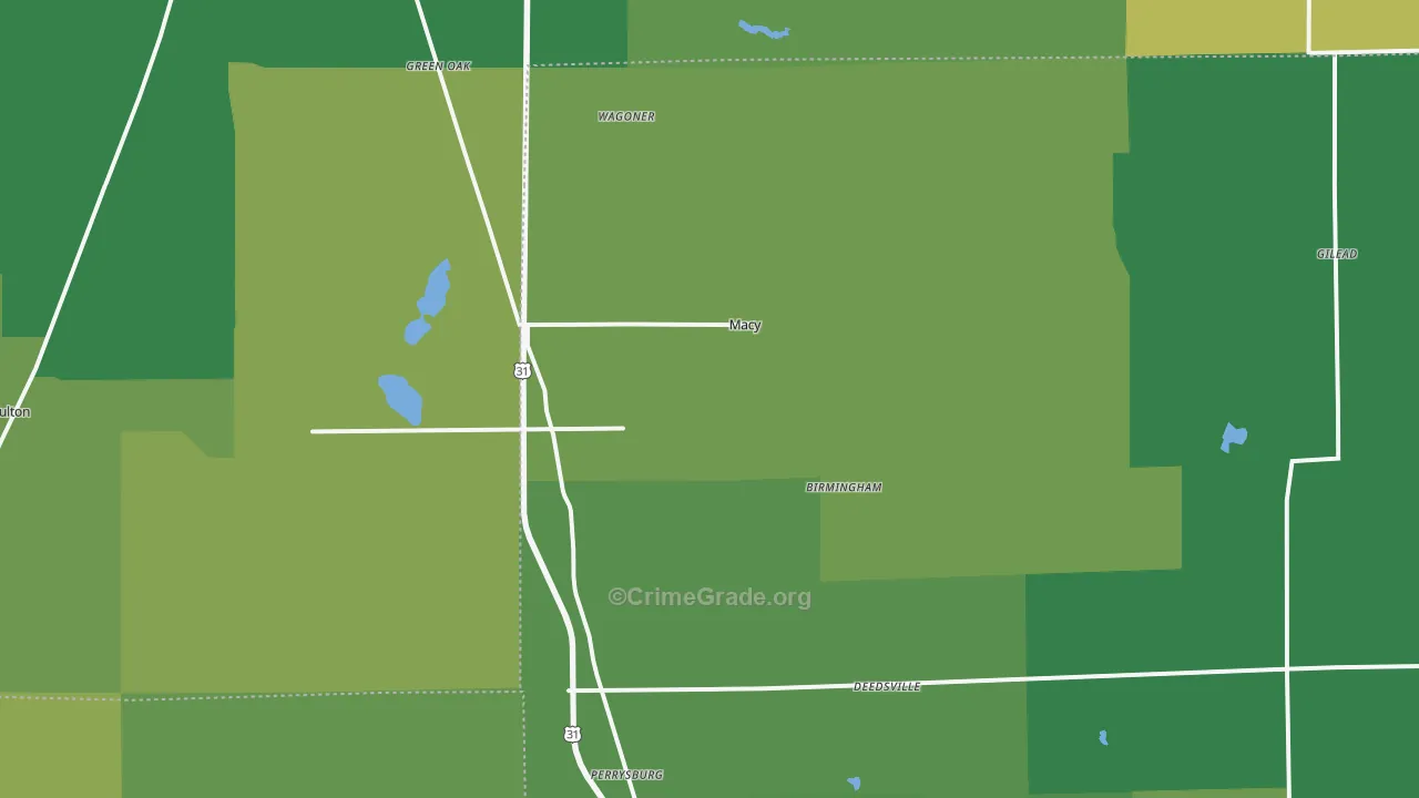 Macy, IN Map of Vehicle Theft Rates