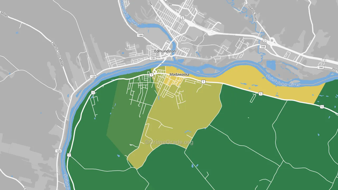 Madawaska, ME Map of Vehicle Theft Rates
