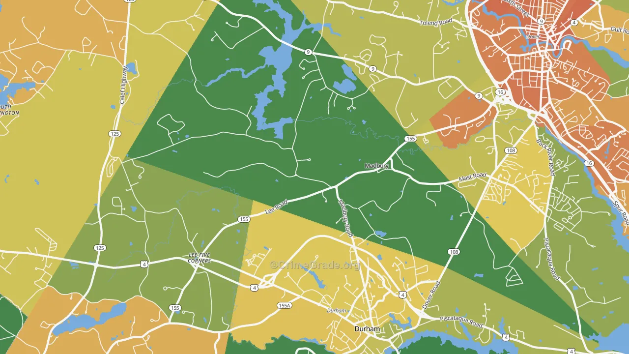 Madbury, NH Map of Vehicle Theft Rates