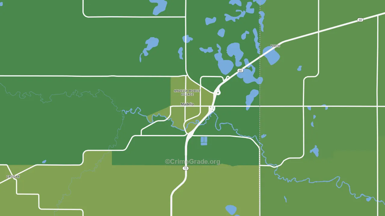 Madelia, MN Map of Vehicle Theft Rates