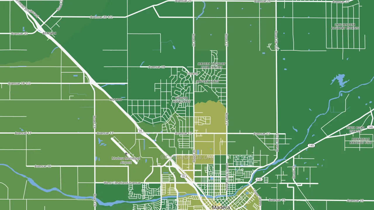 Madera Acres, CA Map of Vehicle Theft Rates