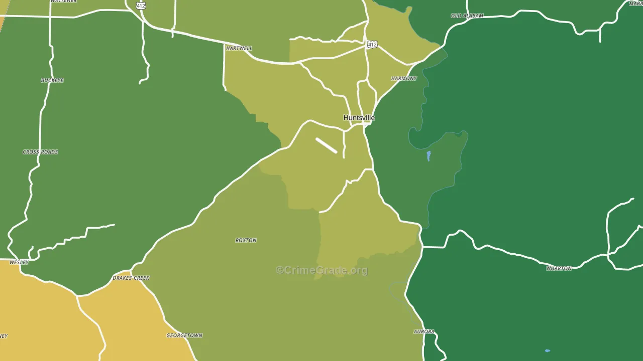 Madison County, AR Map of Vehicle Theft Rates