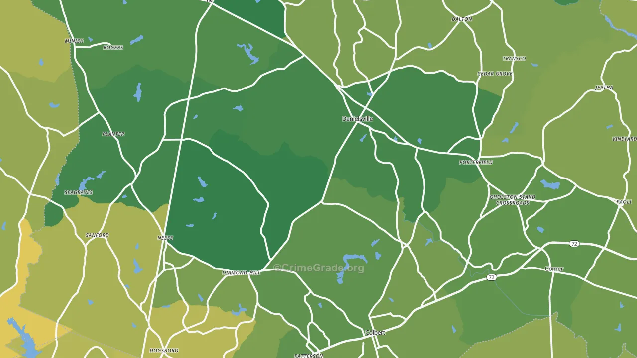 Madison County, GA Map of Vehicle Theft Rates