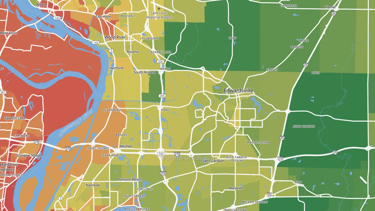 Madison County, IL Map of Vehicle Theft Rates