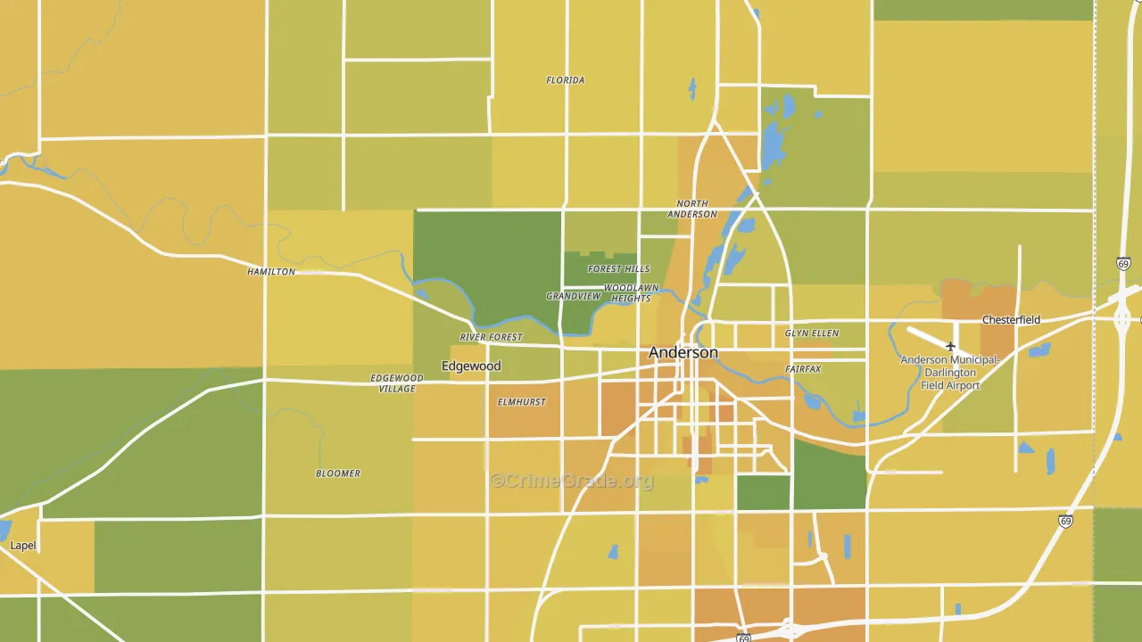 Madison County, IN Map of Vehicle Theft Rates
