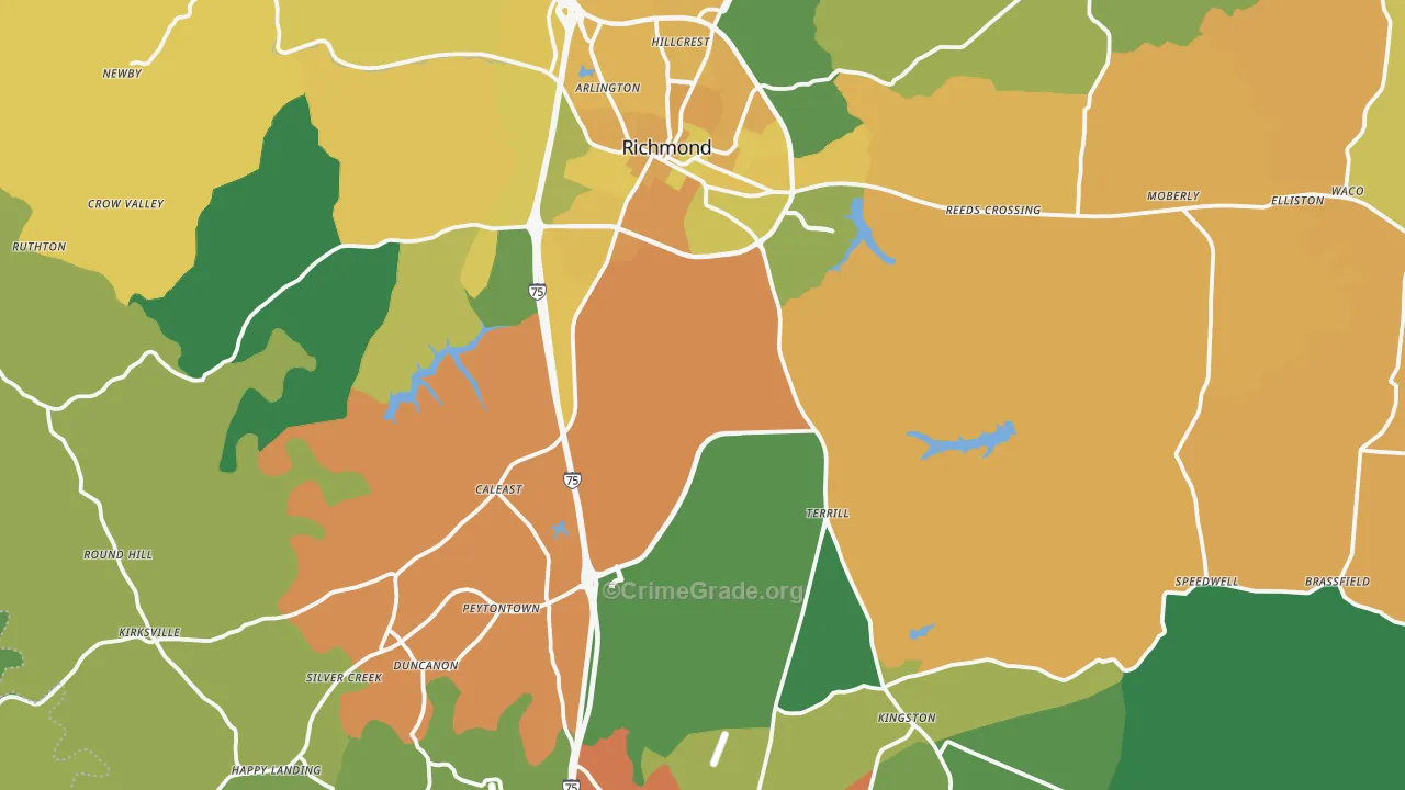Madison County, KY Map of Vehicle Theft Rates