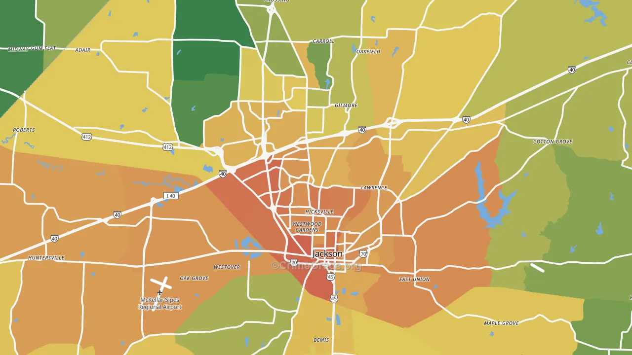 Madison County, TN Map of Vehicle Theft Rates