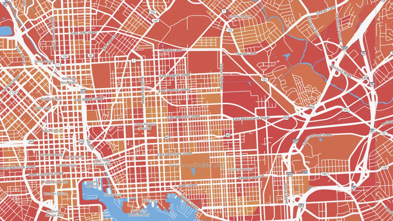 Madison-Eastend, Baltimore, MD Map of Vehicle Theft Rates