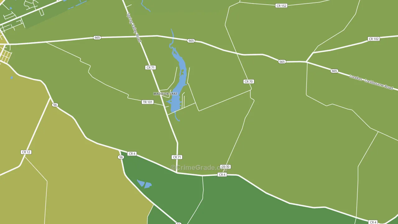 Madison Lake, OH Map of Vehicle Theft Rates