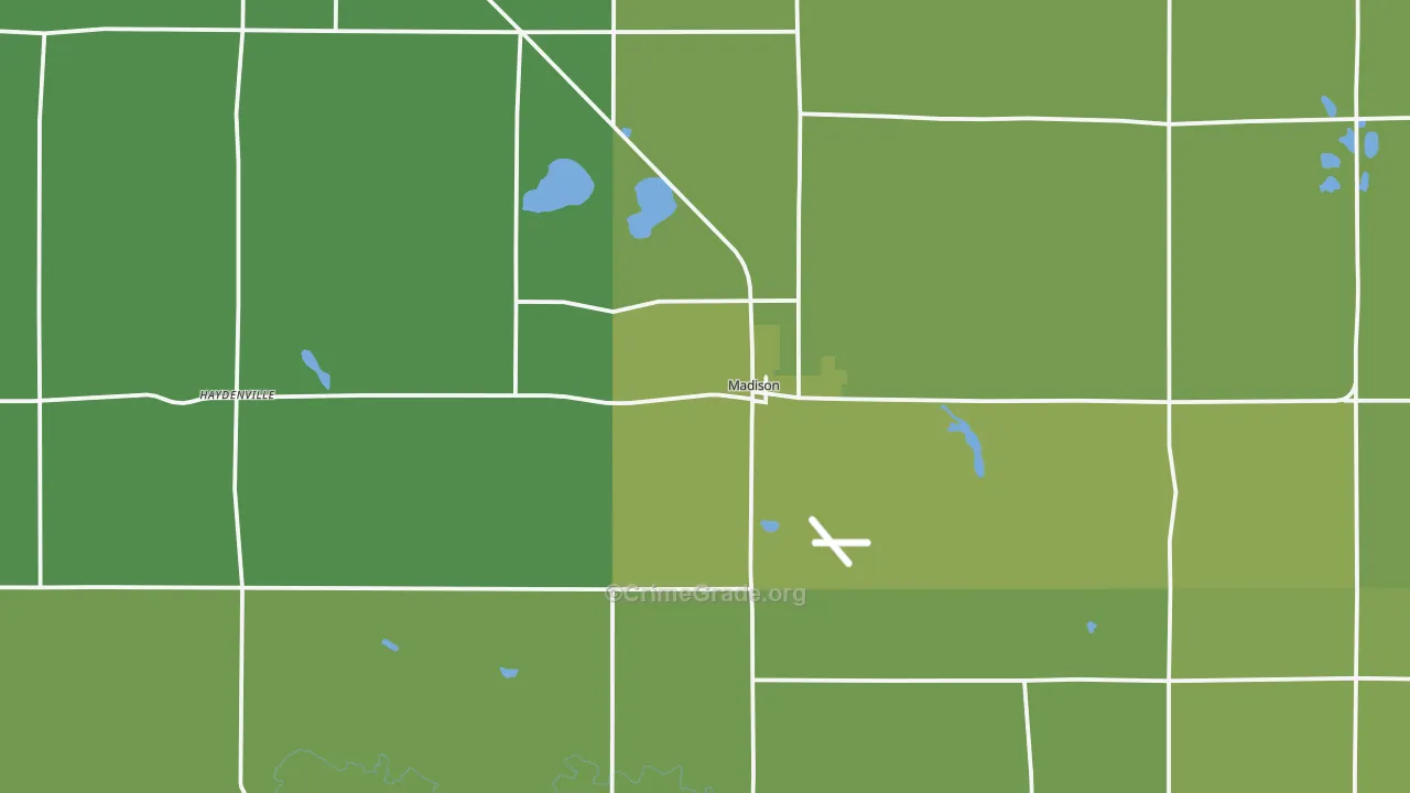 Madison, MN Map of Vehicle Theft Rates