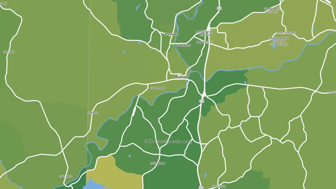 Madison, NC Map of Vehicle Theft Rates