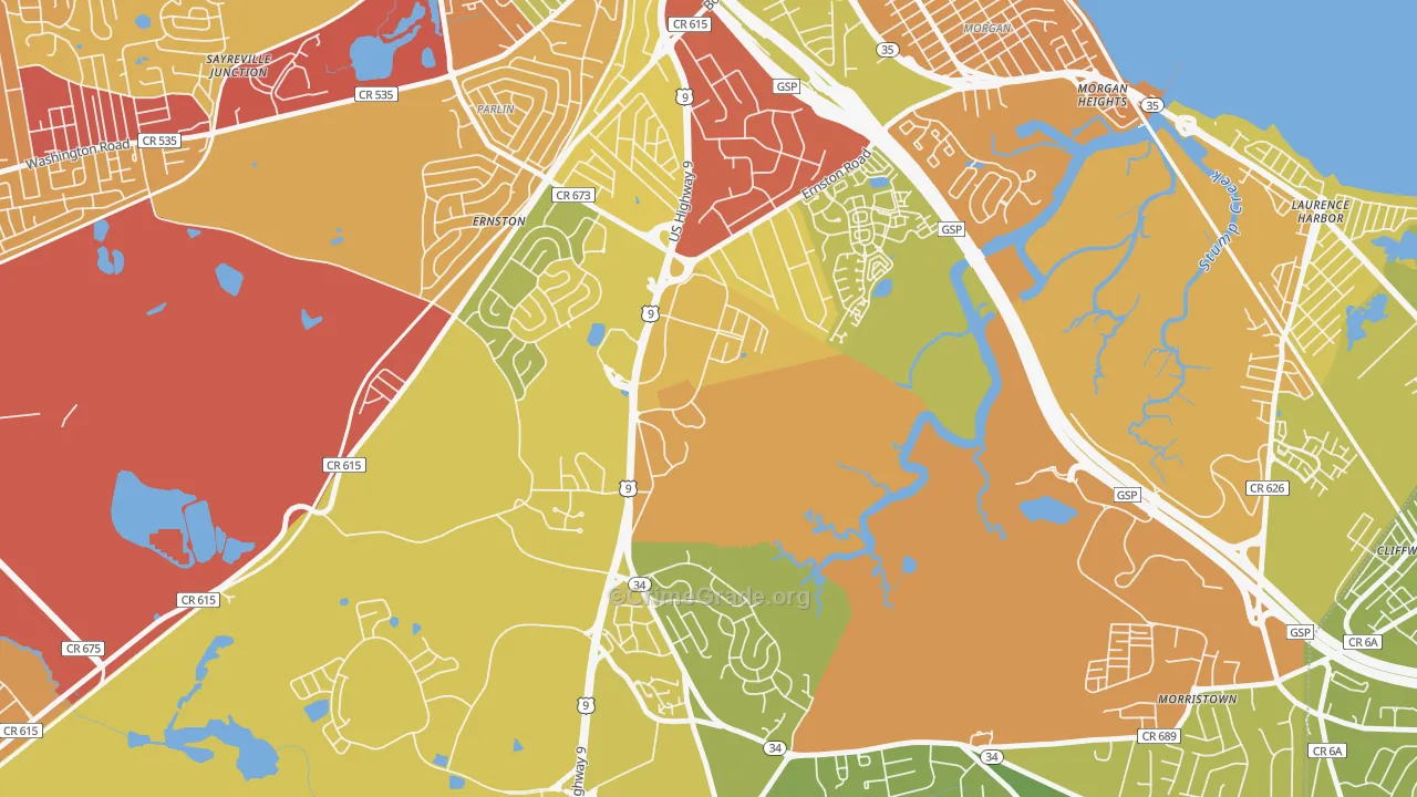 Madison Park, NJ Map of Vehicle Theft Rates