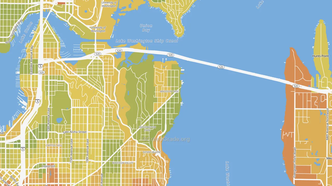 Madison Park, Seattle, WA Map of Vehicle Theft Rates