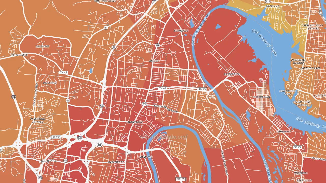 Madison, TN Map of Vehicle Theft Rates