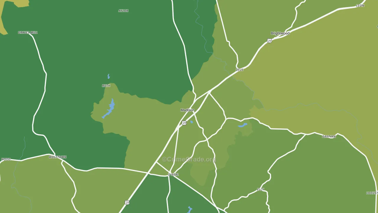 Madison, VA Map of Vehicle Theft Rates