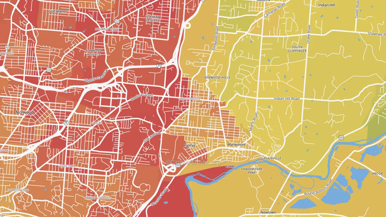 Madisonville, Cincinnati, OH Map of Vehicle Theft Rates