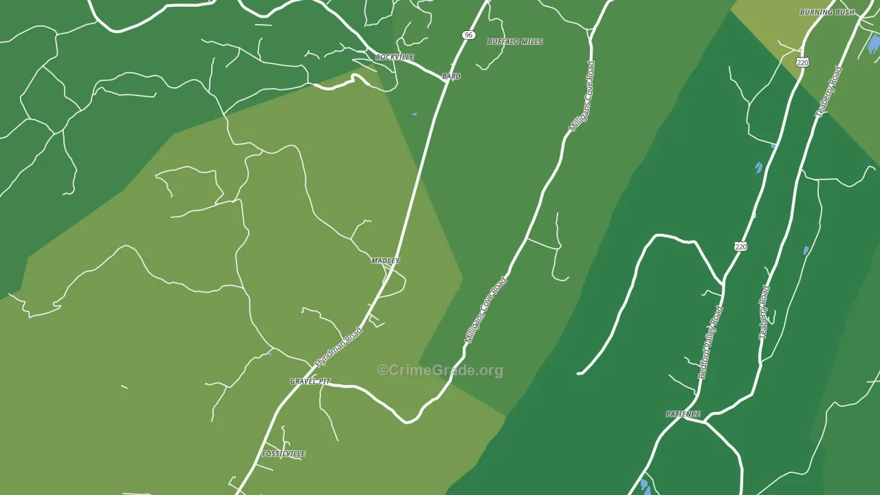 Madley, PA Map of Vehicle Theft Rates