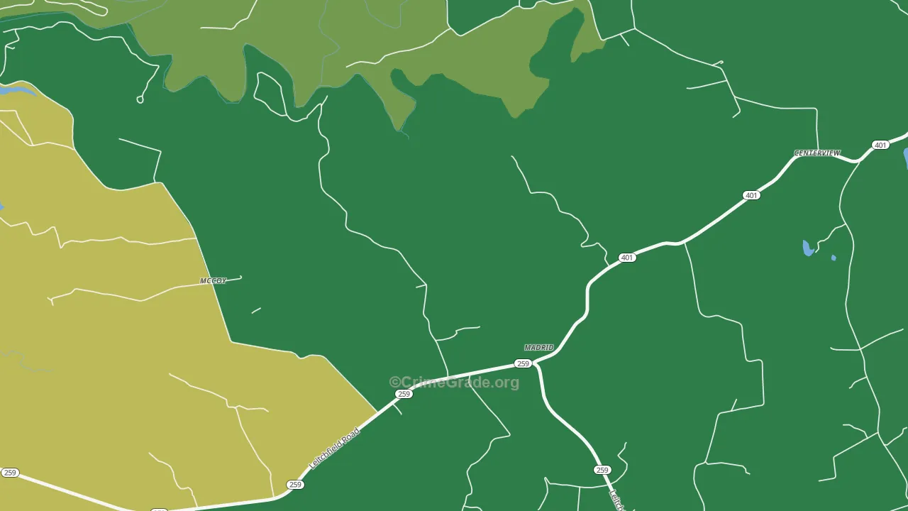 Madrid, KY Map of Vehicle Theft Rates