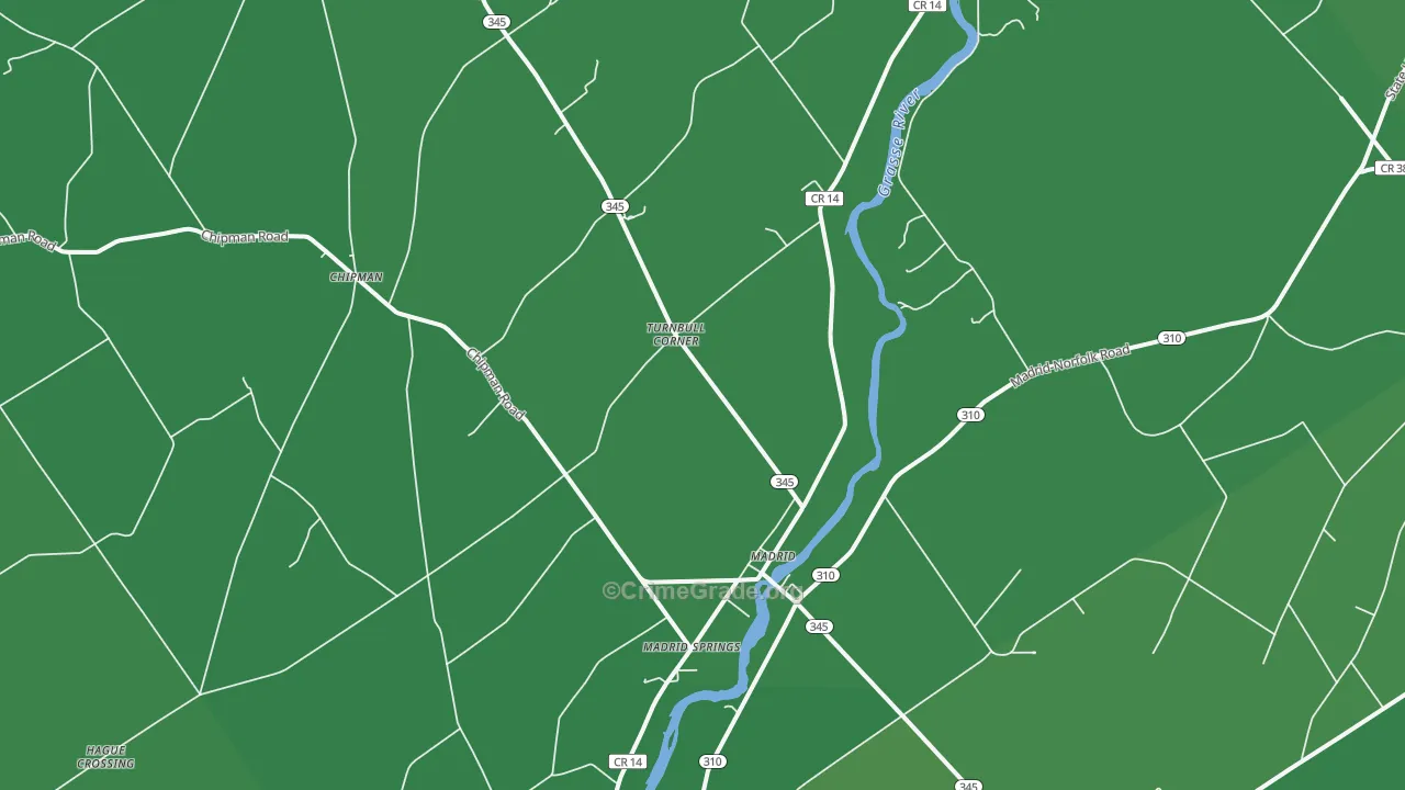 Madrid, NY Map of Vehicle Theft Rates
