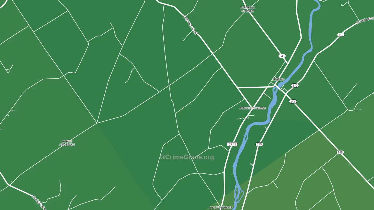 Madrid Springs, NY Map of Vehicle Theft Rates