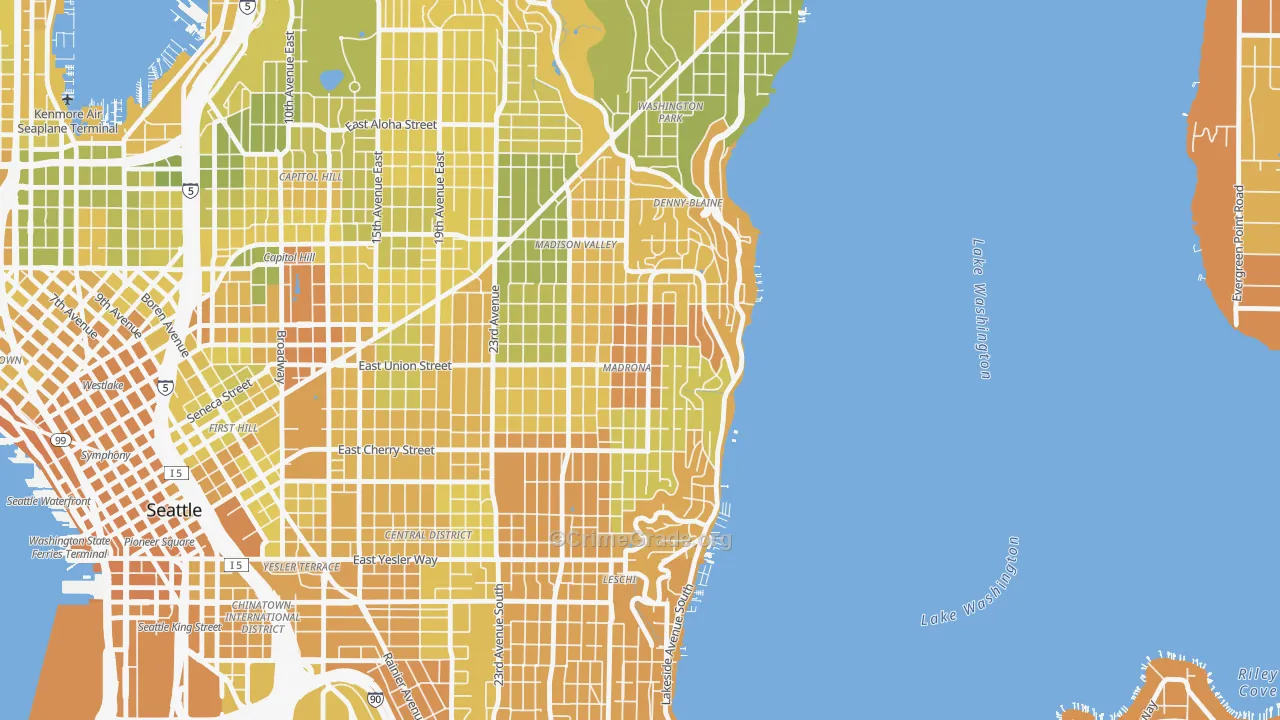 Madrona, Seattle, WA Map of Vehicle Theft Rates