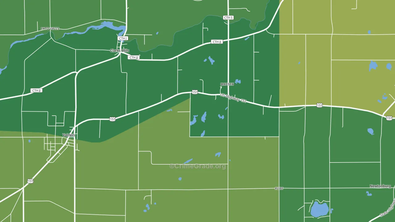 Madsen, WI Map of Vehicle Theft Rates