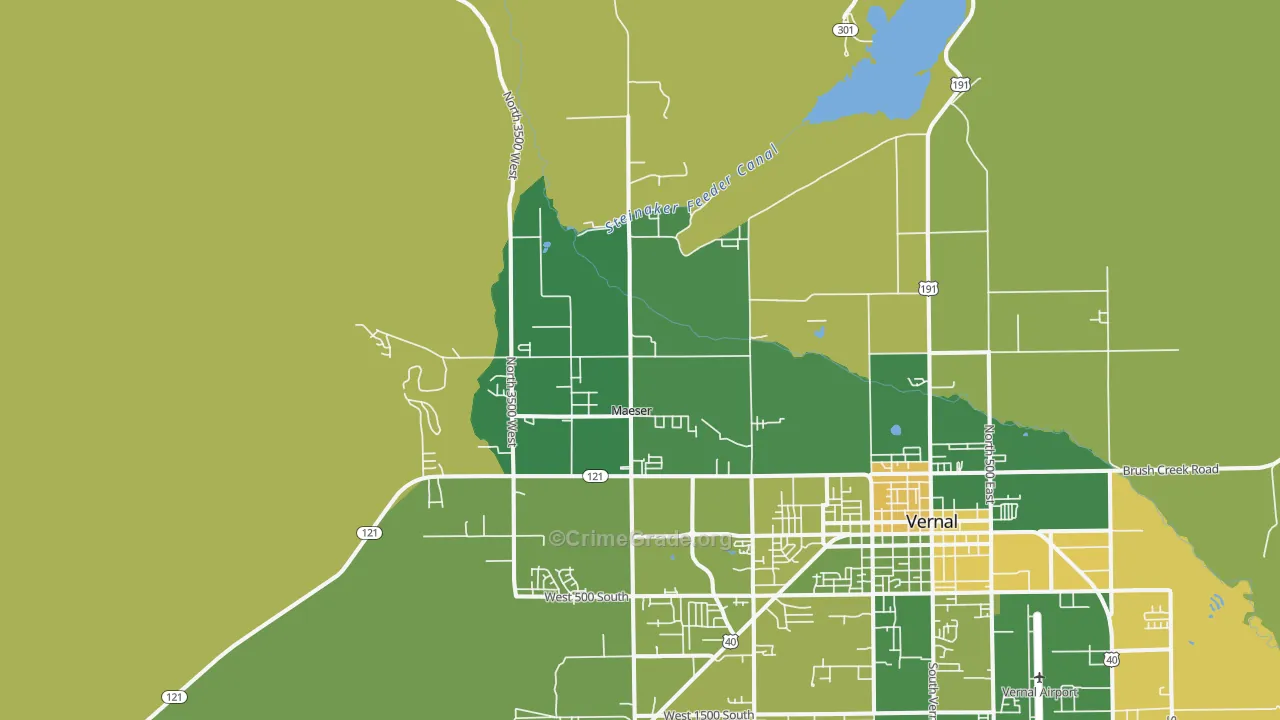 Maeser, UT Map of Vehicle Theft Rates
