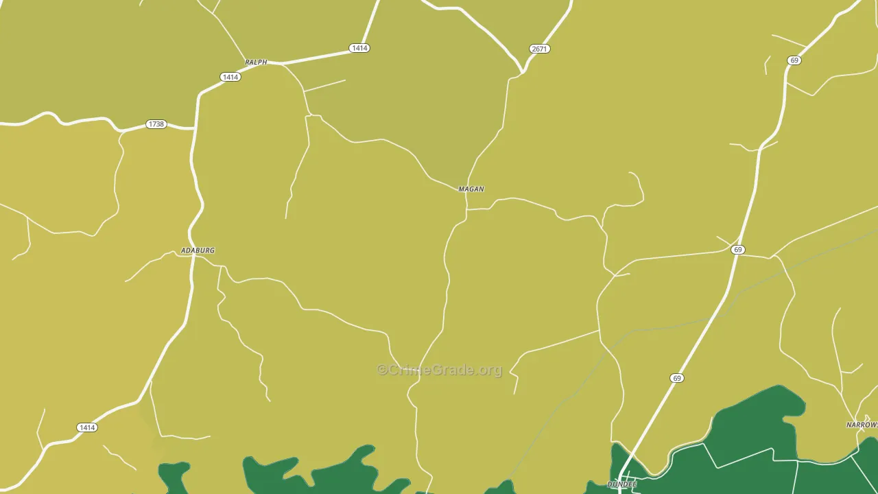 Magan, KY Map of Vehicle Theft Rates