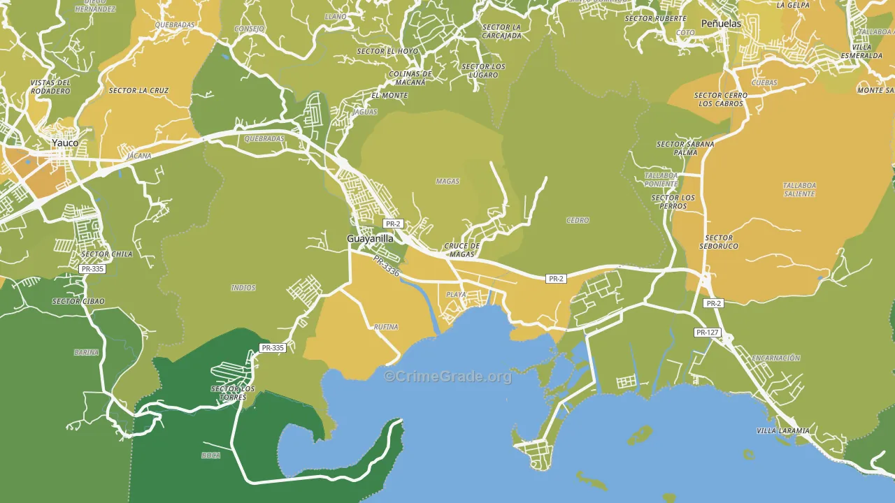 Magas Arriba, PR Map of Vehicle Theft Rates