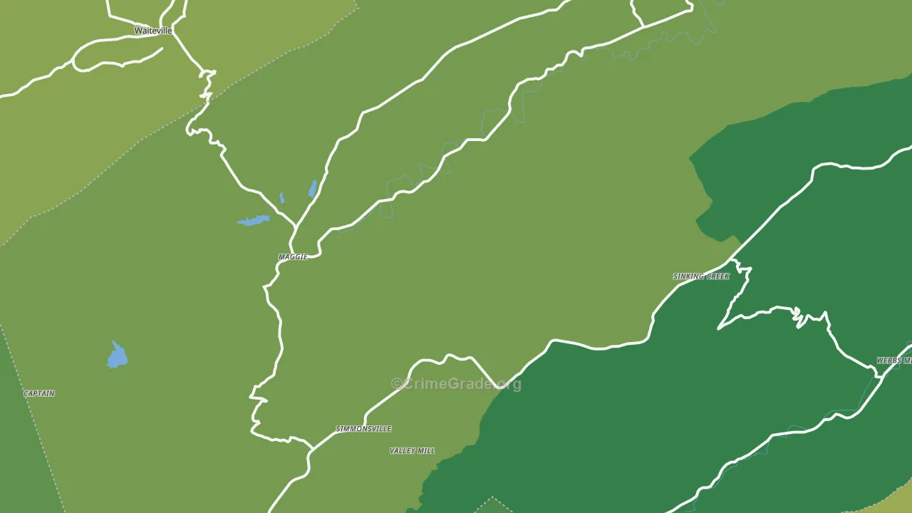 Maggie, VA Map of Vehicle Theft Rates