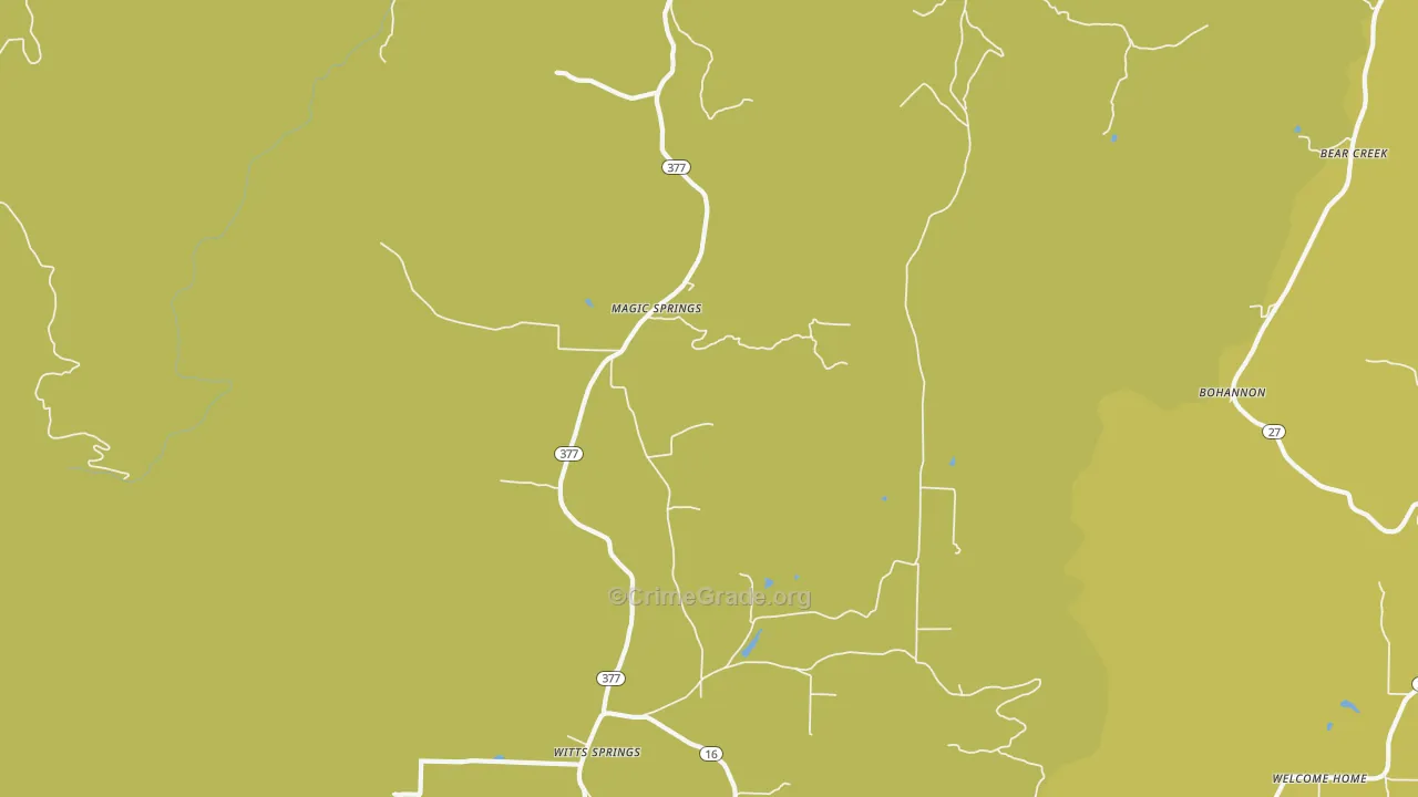 Magic Springs, AR Map of Vehicle Theft Rates