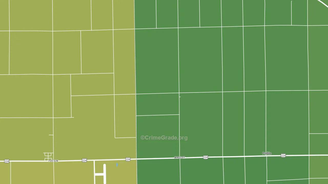 Magley, IN Map of Vehicle Theft Rates