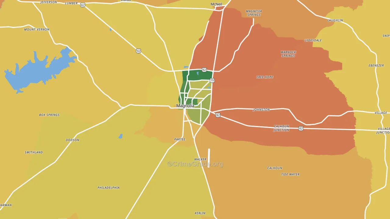 Magnolia, AR Map of Vehicle Theft Rates