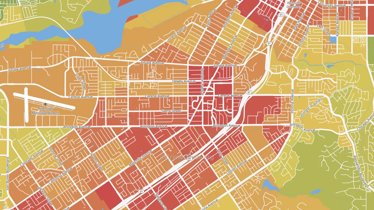 Magnolia Center, Riverside, CA Map of Vehicle Theft Rates