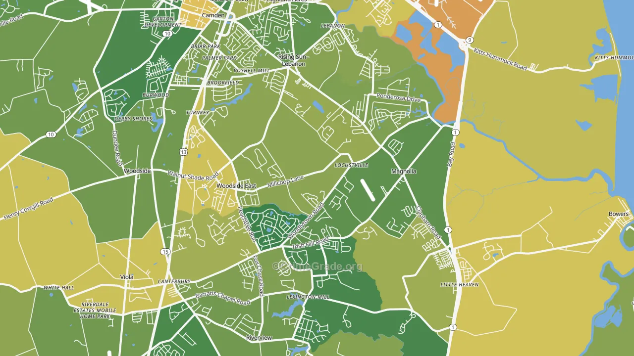 Magnolia, DE Map of Vehicle Theft Rates