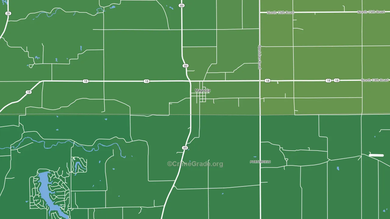 Magnolia, IL Map of Vehicle Theft Rates