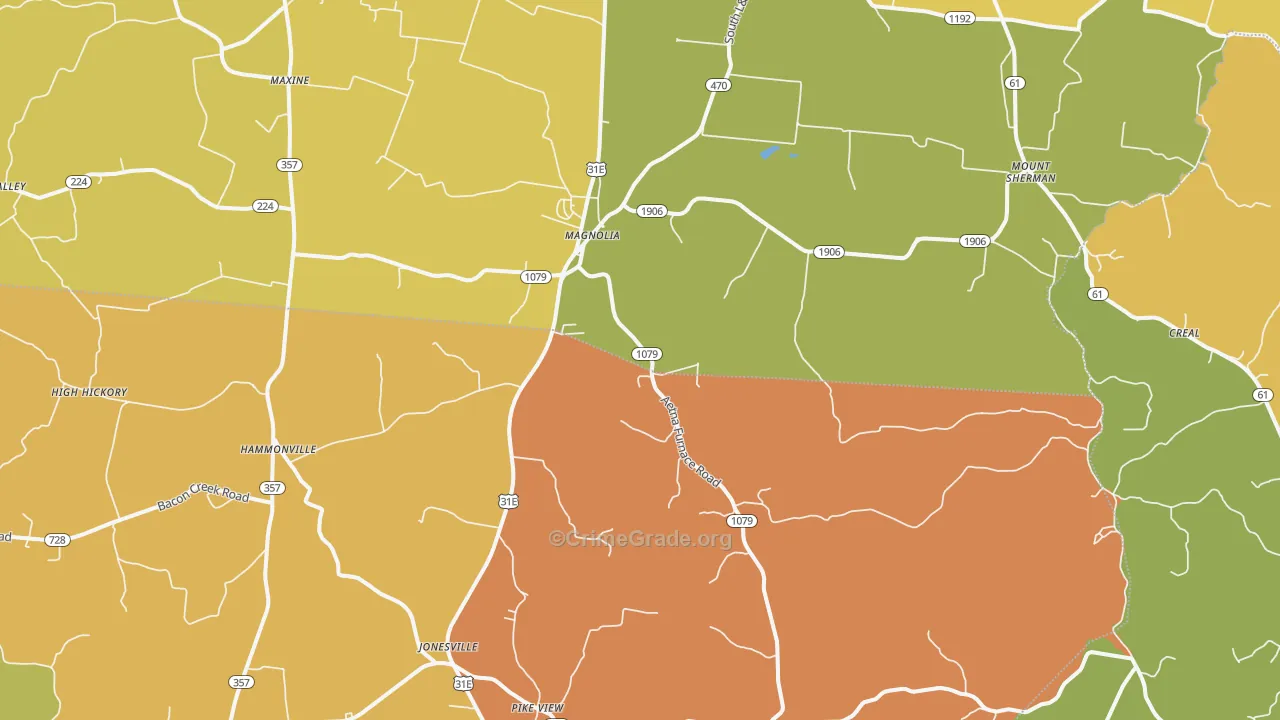 Magnolia, KY Map of Vehicle Theft Rates