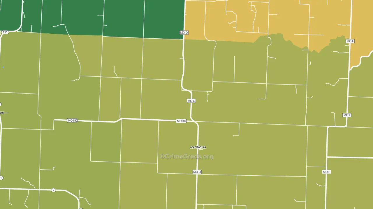 Magnolia, MO Map of Vehicle Theft Rates