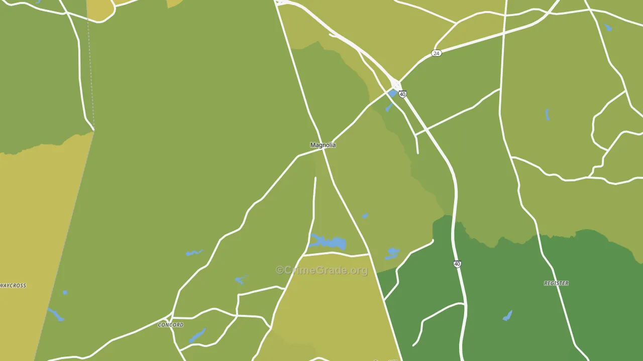Magnolia, NC Map of Vehicle Theft Rates