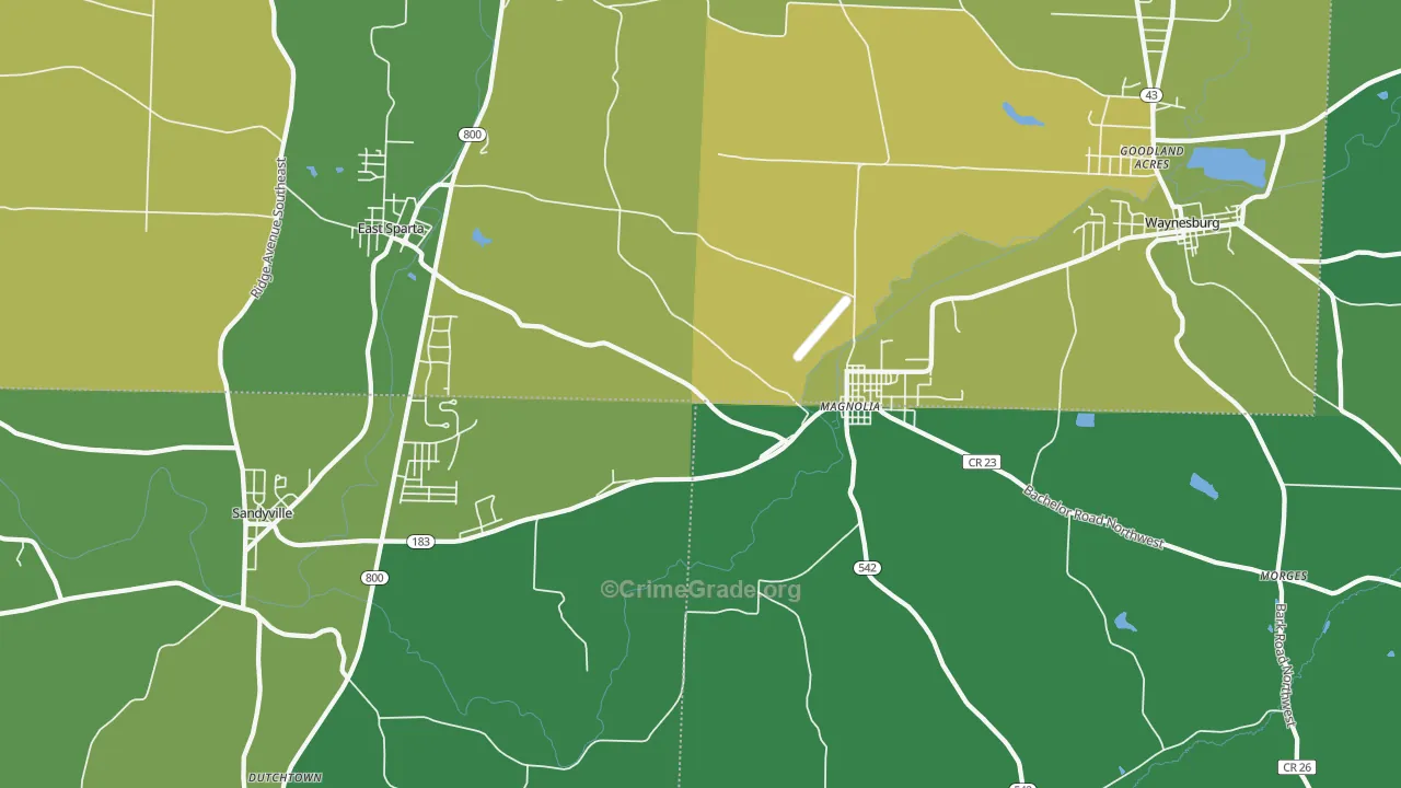 Magnolia, OH Map of Vehicle Theft Rates