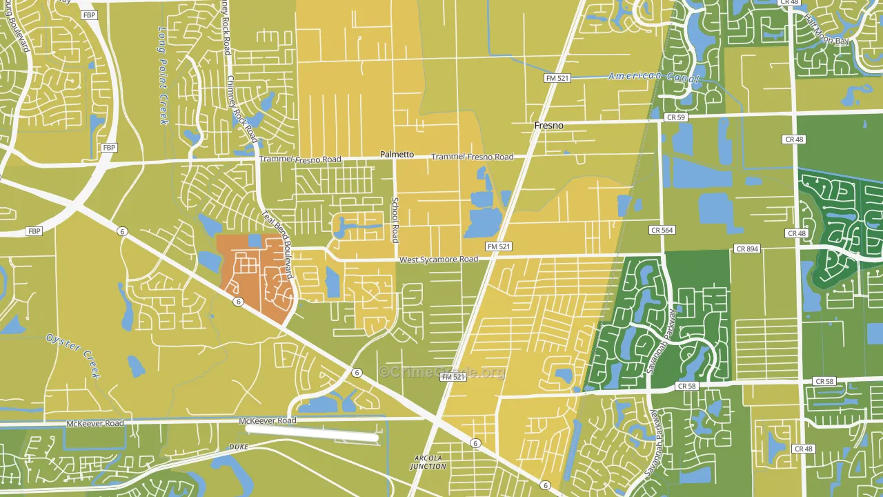Magnolia Place, Fresno, TX Map of Vehicle Theft Rates