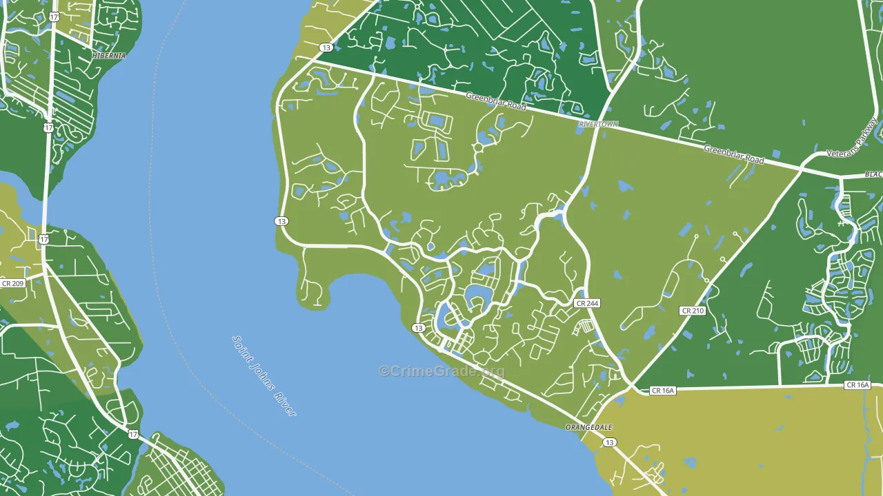 Magnolia Springs, FL Map of Vehicle Theft Rates
