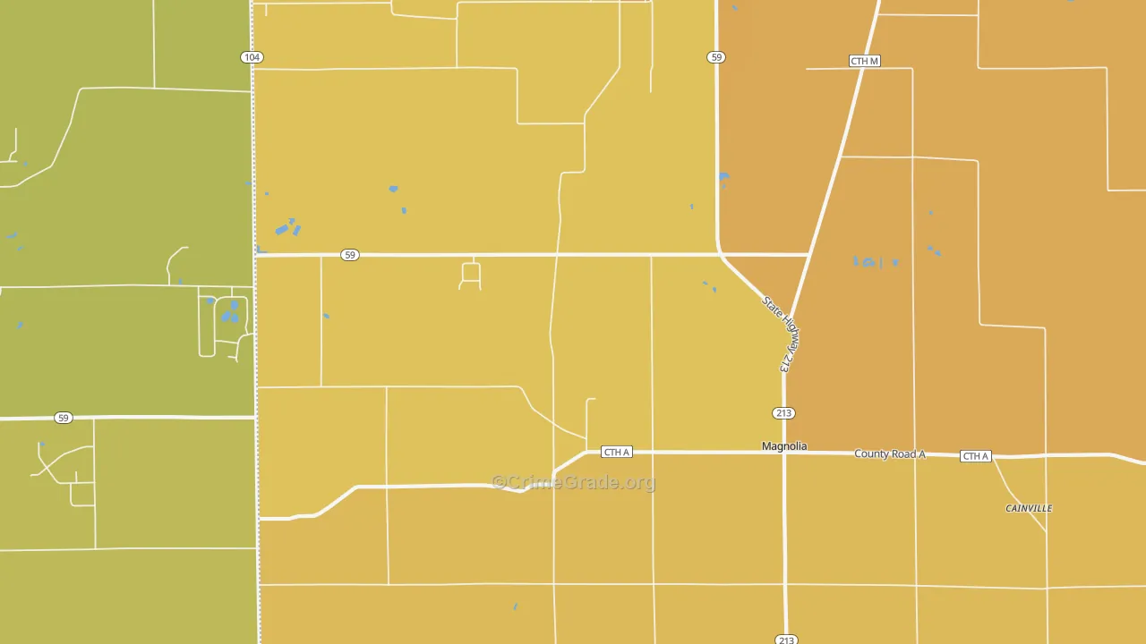 Magnolia, WI Map of Vehicle Theft Rates