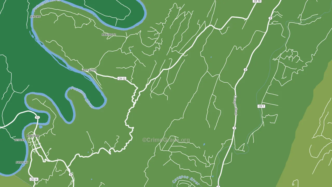 Magnolia, WV Map of Vehicle Theft Rates