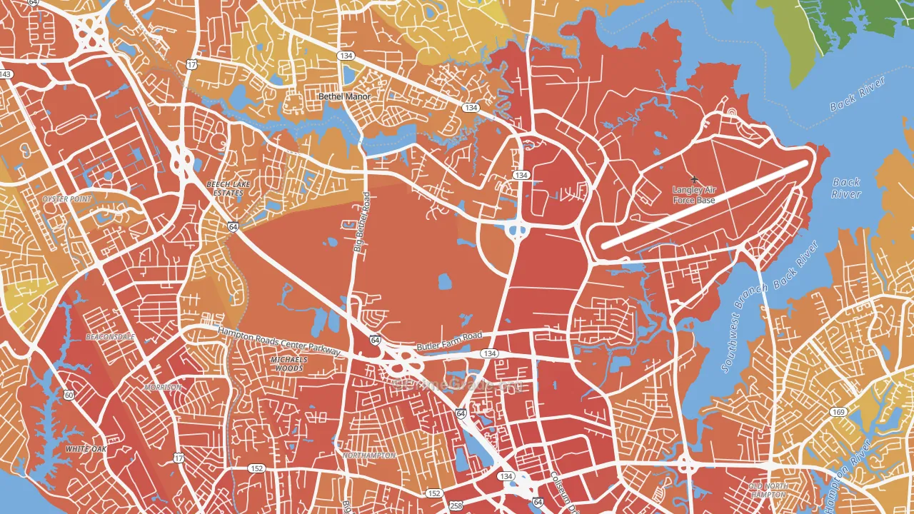 Magruder, Hampton, VA Map of Vehicle Theft Rates