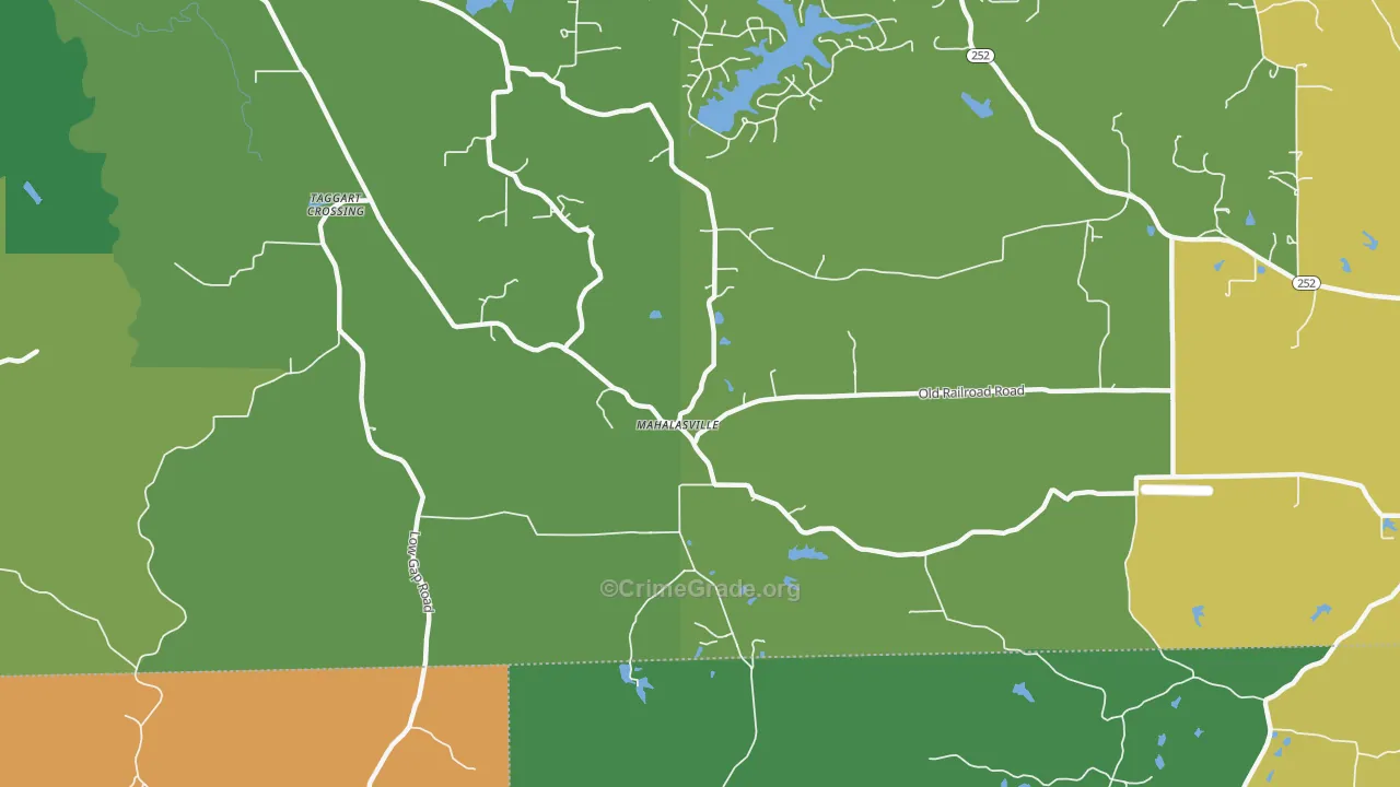 Mahalasville, IN Map of Vehicle Theft Rates
