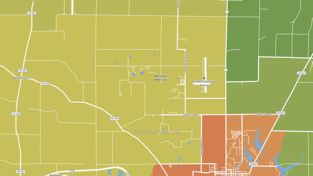 Maharishi Vedic City, IA Map of Vehicle Theft Rates